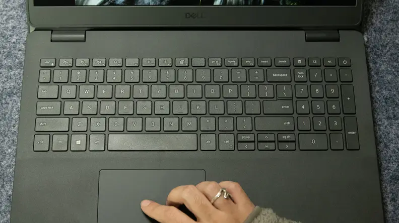 An overhead of the keyboard and trackpad