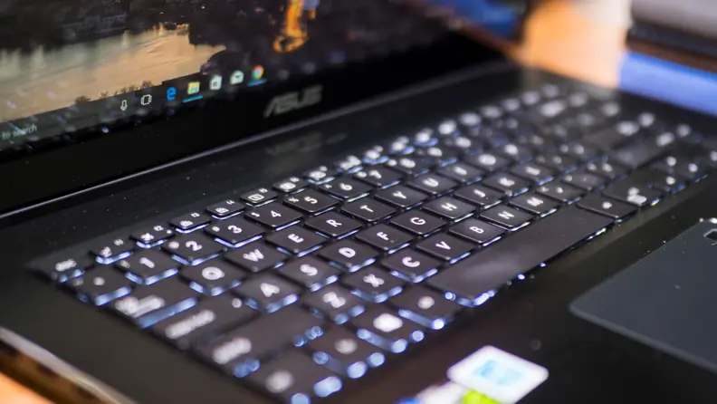 The keyboard on the UX550VE is large and accommodating, though there's no keypad if you're looking for one.
