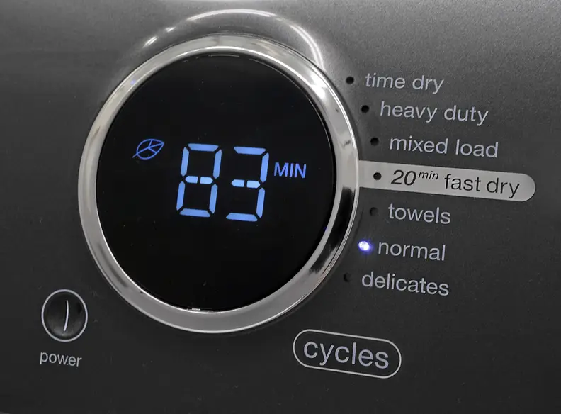 You have to push a button to move through the Electrolux EFME417SIW's cycle list—an irritation, but not a deal breaker necessarily.