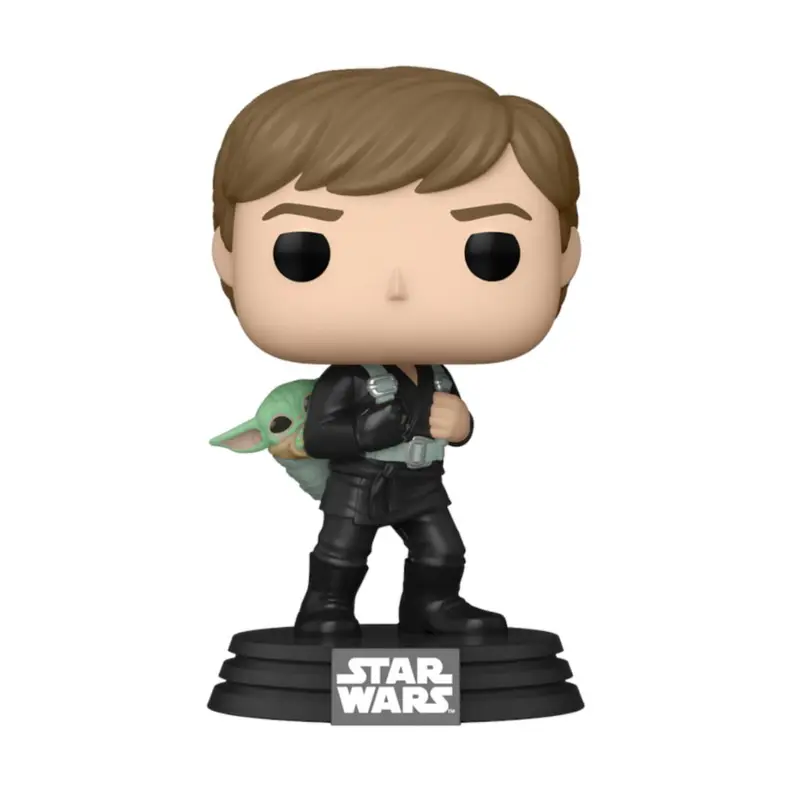 Funko Pop! of Luke Skywalker holding Grogu