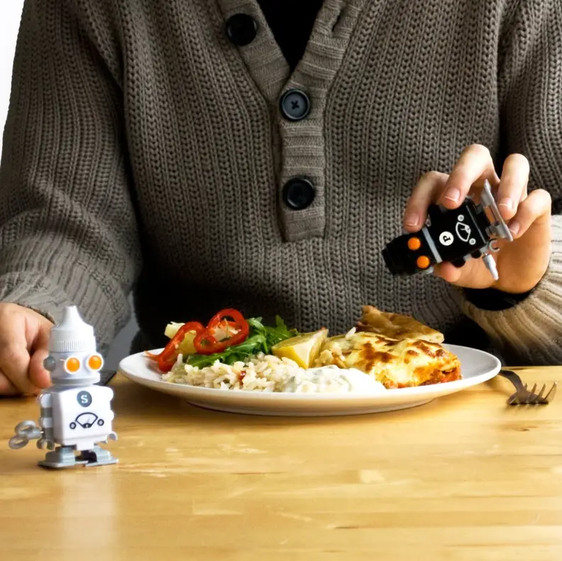 Add some flavor to your food with these wind-up salt and pepper shakers.