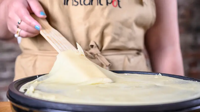Carefully lift up the crepe with a spatula