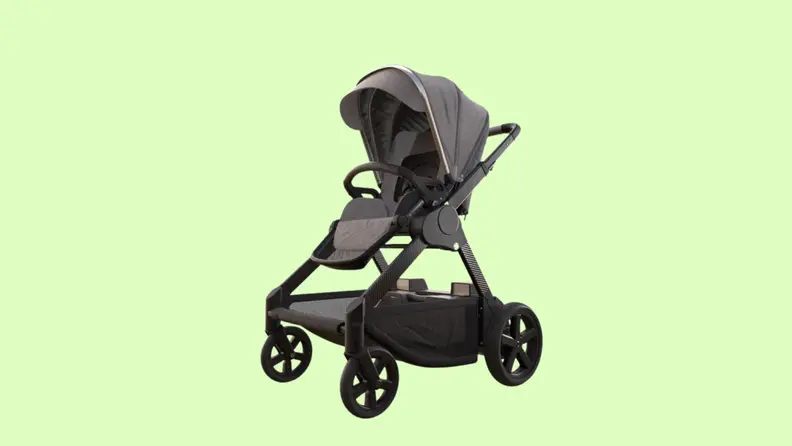 A Rosa Smart Stroller on a colorful background