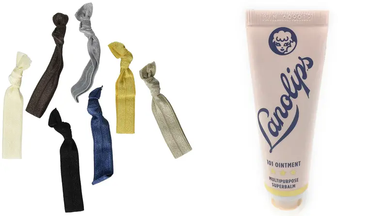 Hair ties and a tube of Lanolips