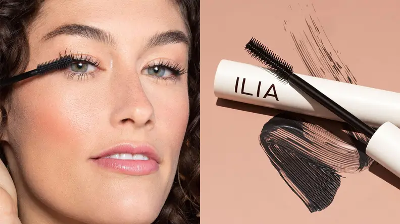 The Ilia Beauty Limitless Lash Mascara swatched and opened on a plain background.