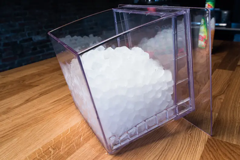 The Opal made this much ice after two hours, and used 330 watt-hours to do it.