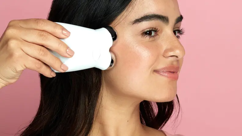 This gadget uses gentle microcurrents to stimulate your skin.