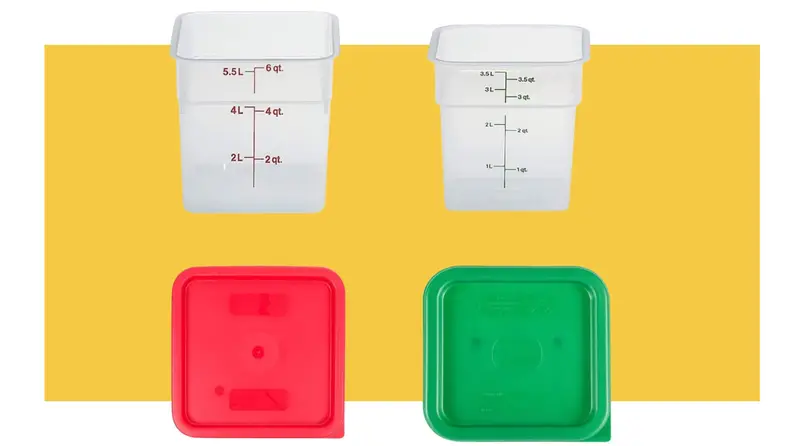 Two storage containers on a yellow background