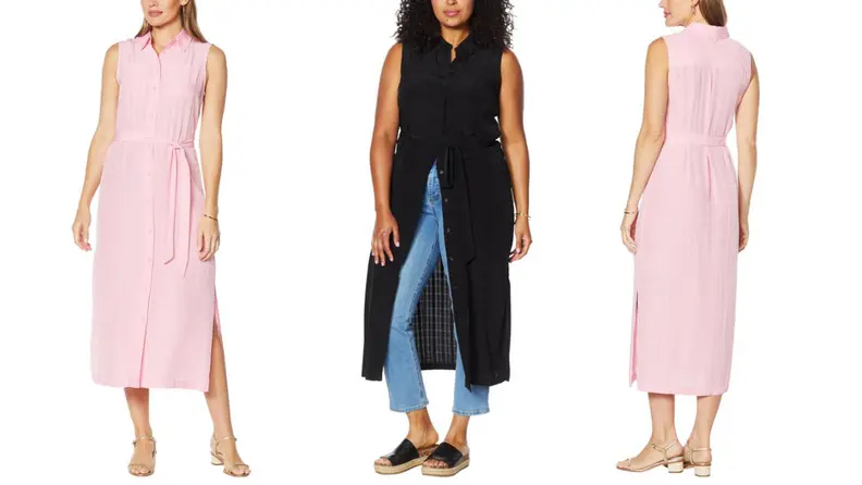 You can style this garment as a dress or a duster!