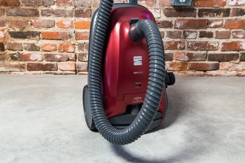 The 400 Series Kenmore canister is a beautiful red color.