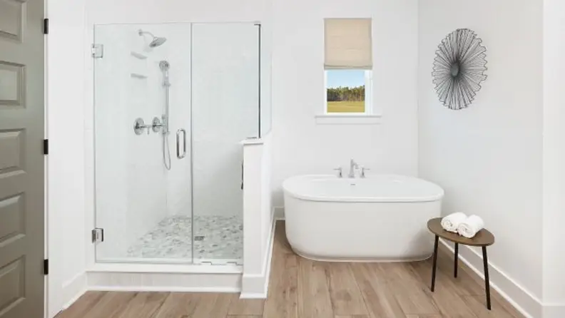 A clean and minimalist bathroom.