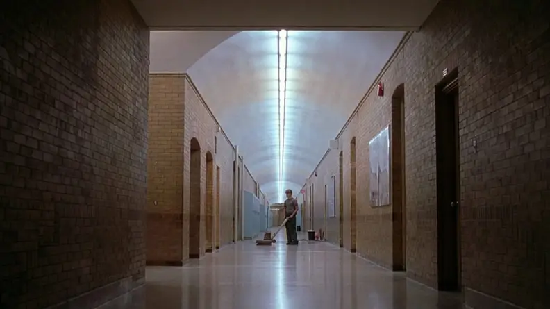 Will (Matt Damon) cleaning the floors at MIT.