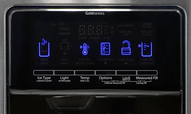 The Whirlpool WRS975SIDM's touchscreen panel is responsive, while the familiar layout hasn't changed.
