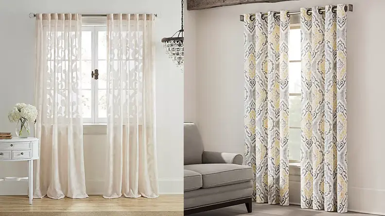 A split image of curtains from Bed Bath & Beyond, one of the best places to buy curtains online.