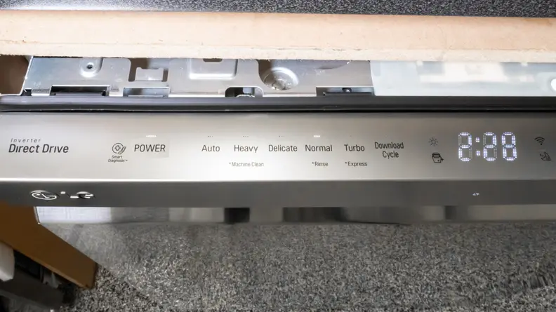 LG LDP6797ST dishwasher top-facing control panel