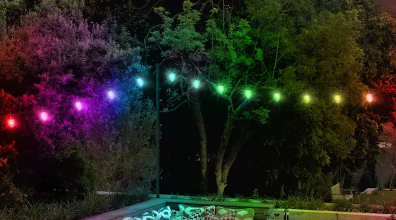 A strand of color changing smart string lights