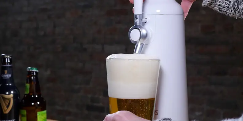 A close-up of the dense foam at the end of a Waytap pour
