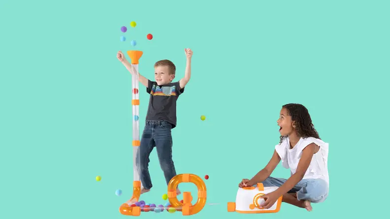 Two children playing with the Air Toobz.