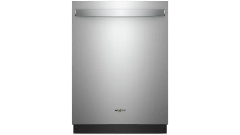 The shining stainless exterior of the Whirlpool WDT730PAHZ dishwasher