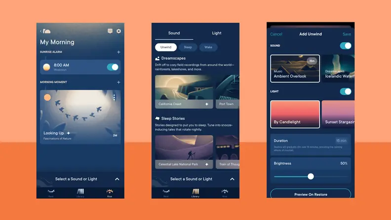 Three screenshots from the Hatch app
