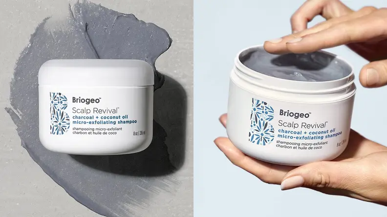 The Briogeo Scalp Revival Charcoal + Coconut Oil Micro-exfoliating Scalp Scrub Shampoo.