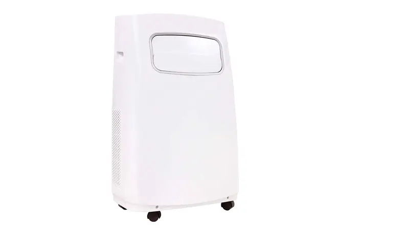 The Koldfront PAC1402W Portable Air Conditioner with Dehumidifier and Fan for Rooms up to 500 Sq. Ft. with Remote Control.