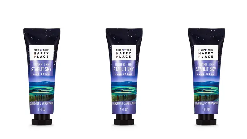 Three tubes of Find Your Happy Place moisturizing hand cream.