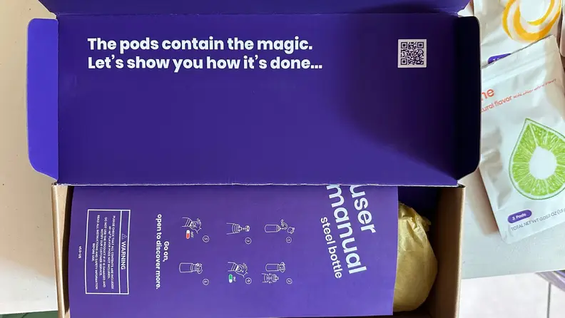 An Air Up bottle in Air Up packaging.
