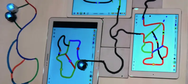 The Ozobot can read the color coded language on paper and tablets.