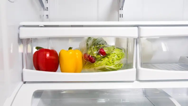 The KitchenAid KRFC300ESS refrigerator crisper