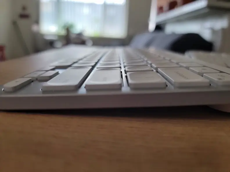 A close up of the side of a keyboard.