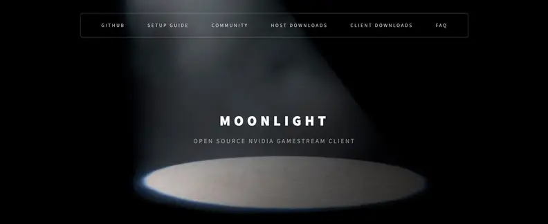 Screenshot of Moonlight's home page.