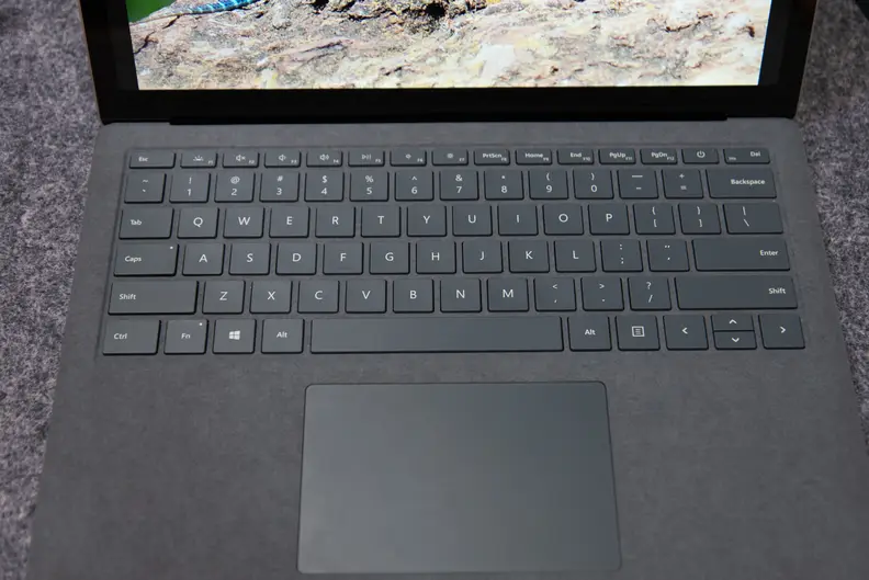 An overhead shot of the keyboard and trackpad