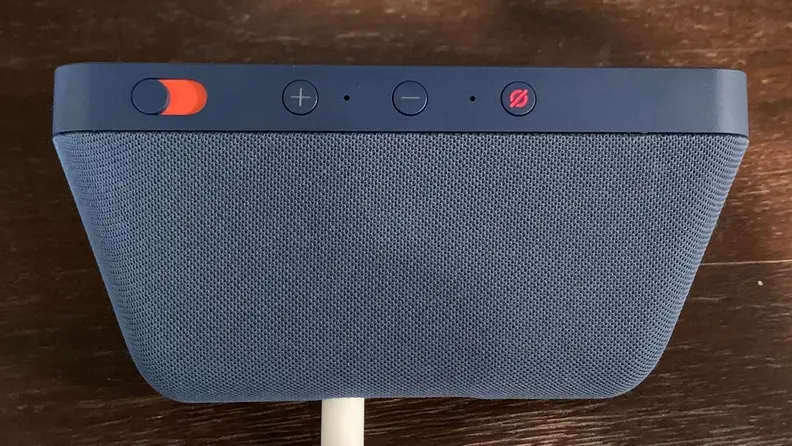 The Echo Show 5 (second-gen)'s privacy controls pictured on the top of the device.