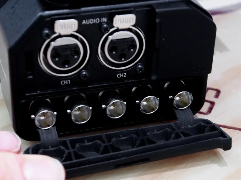 The YAGH interface unit adds XLR input and SDI output, letting the GH4 easily slot into a studio setting.