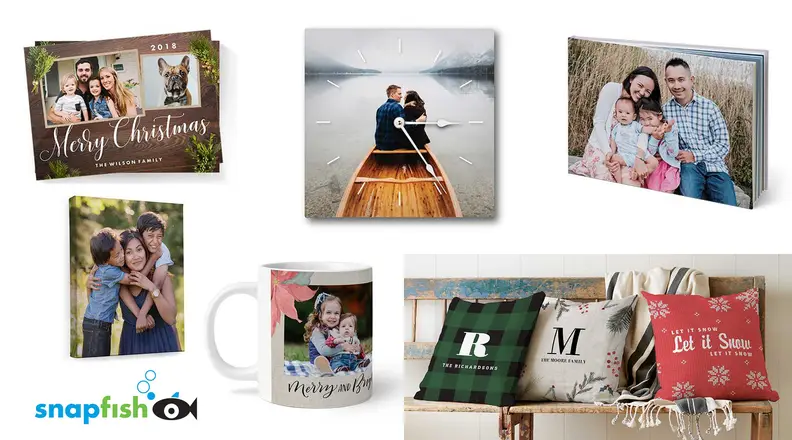 Options of the items you can print on including a mug and a book