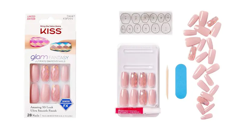 These glue-on nails are easy to apply and remove at home.