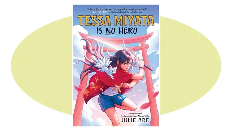 Tessa Miyata Is No Hero over green oval over white background