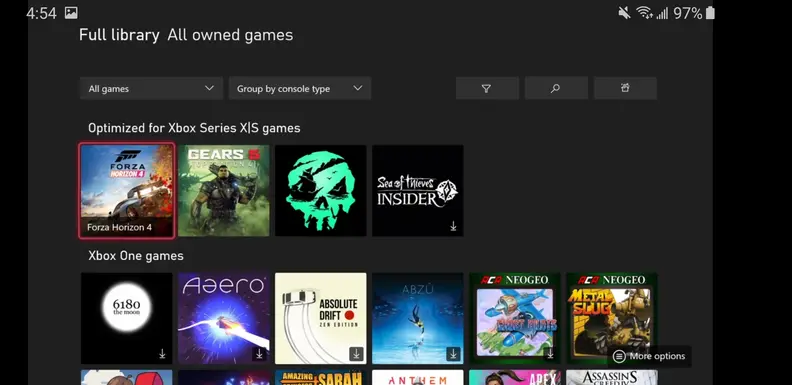 Xbox Series X menu