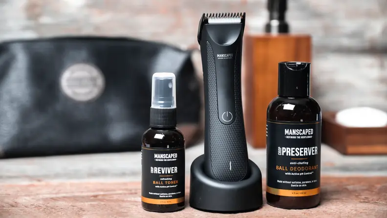 This electric razor is designed for below-the-belt maintenance.