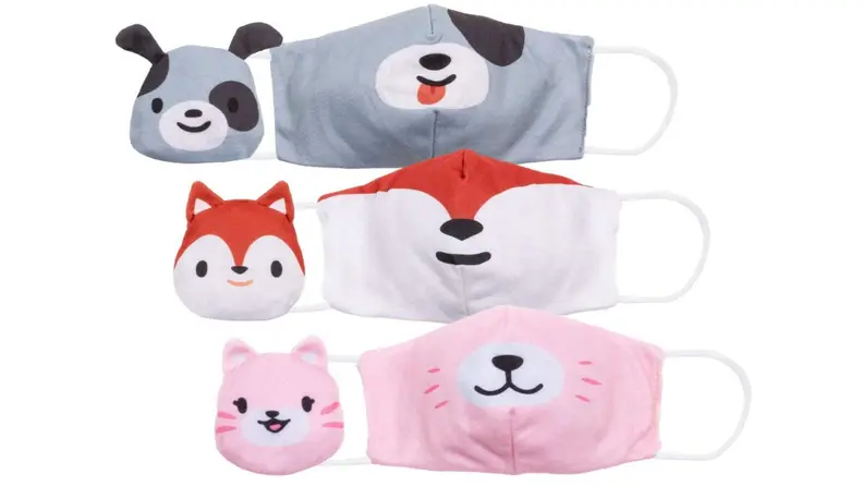 Three Cubcoat facemasks that look like stuffed animals.