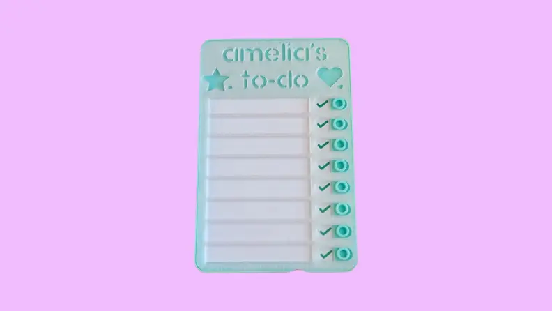 A teal to-do list chart on a purple background.