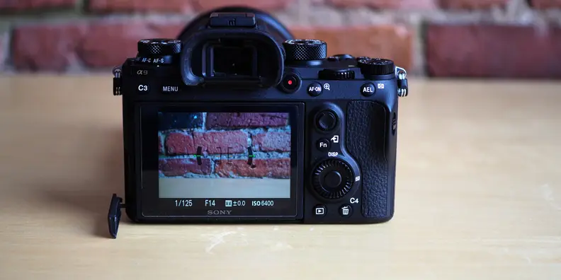 The rear controls on the A9 are thoughtfully laid out, though cramped compared to larger DSLRs from Canon and Nikon.