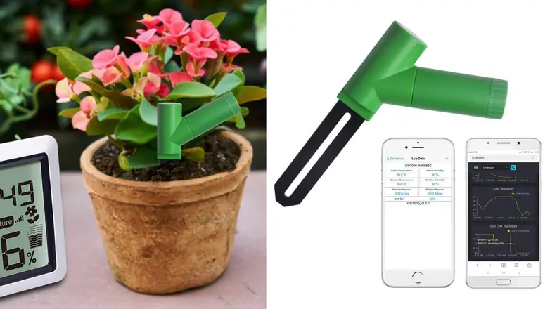 This soil sensor ends information about the moisture levels in soil to your phone.