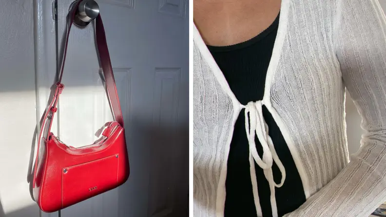 cider red purse and top