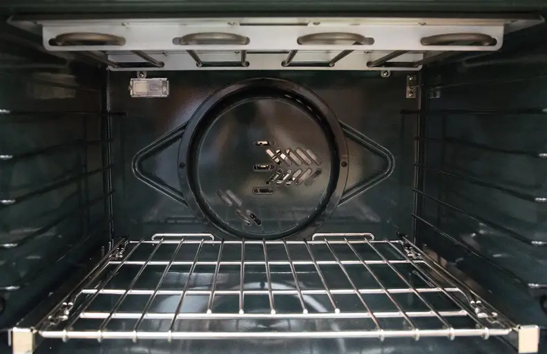 Convection fan, broiler, racks