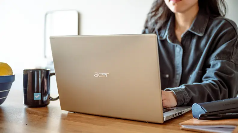 laptop open and on