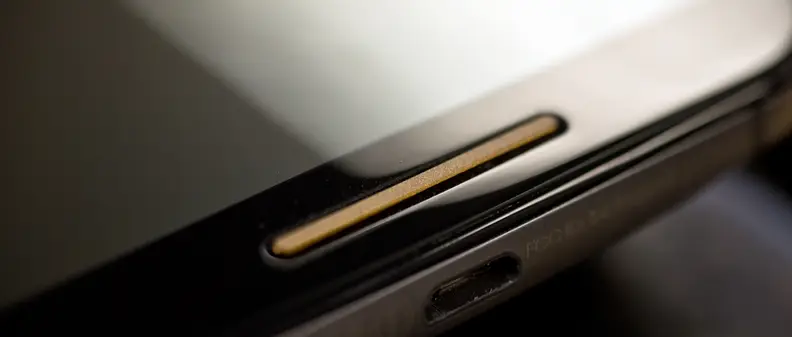 The speaker grille of the Motorola Moto X (2014 edition).