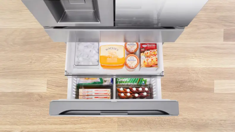 A bird's eye view of a refrigerator drawer