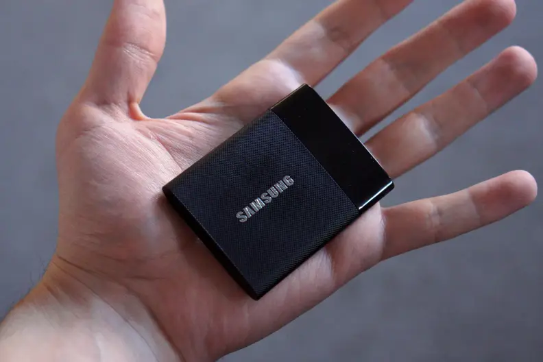 The T1 fits easily in the palm of your hand.